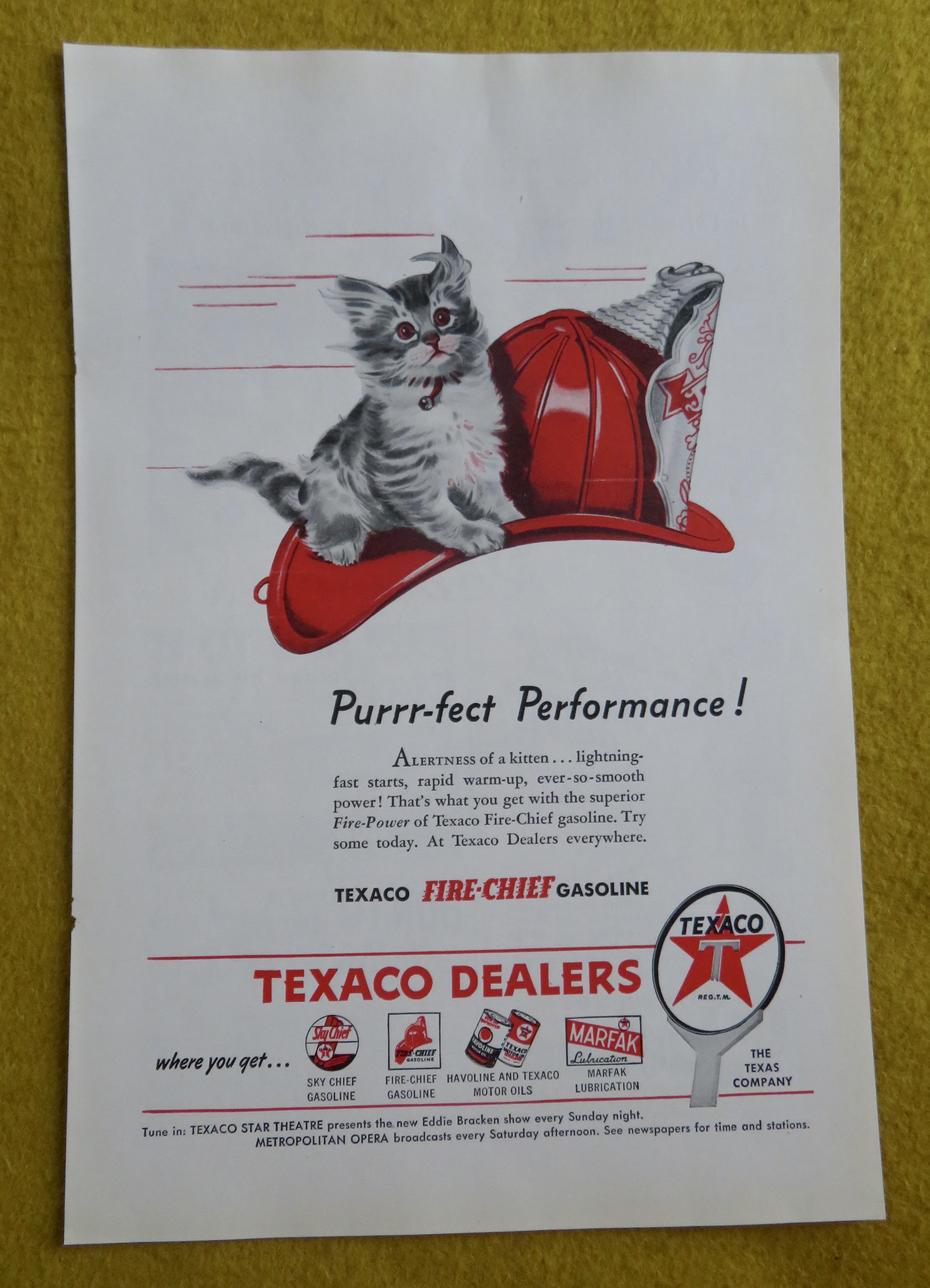 1946 Texaco Dealers with Kitty Cat on Helmet