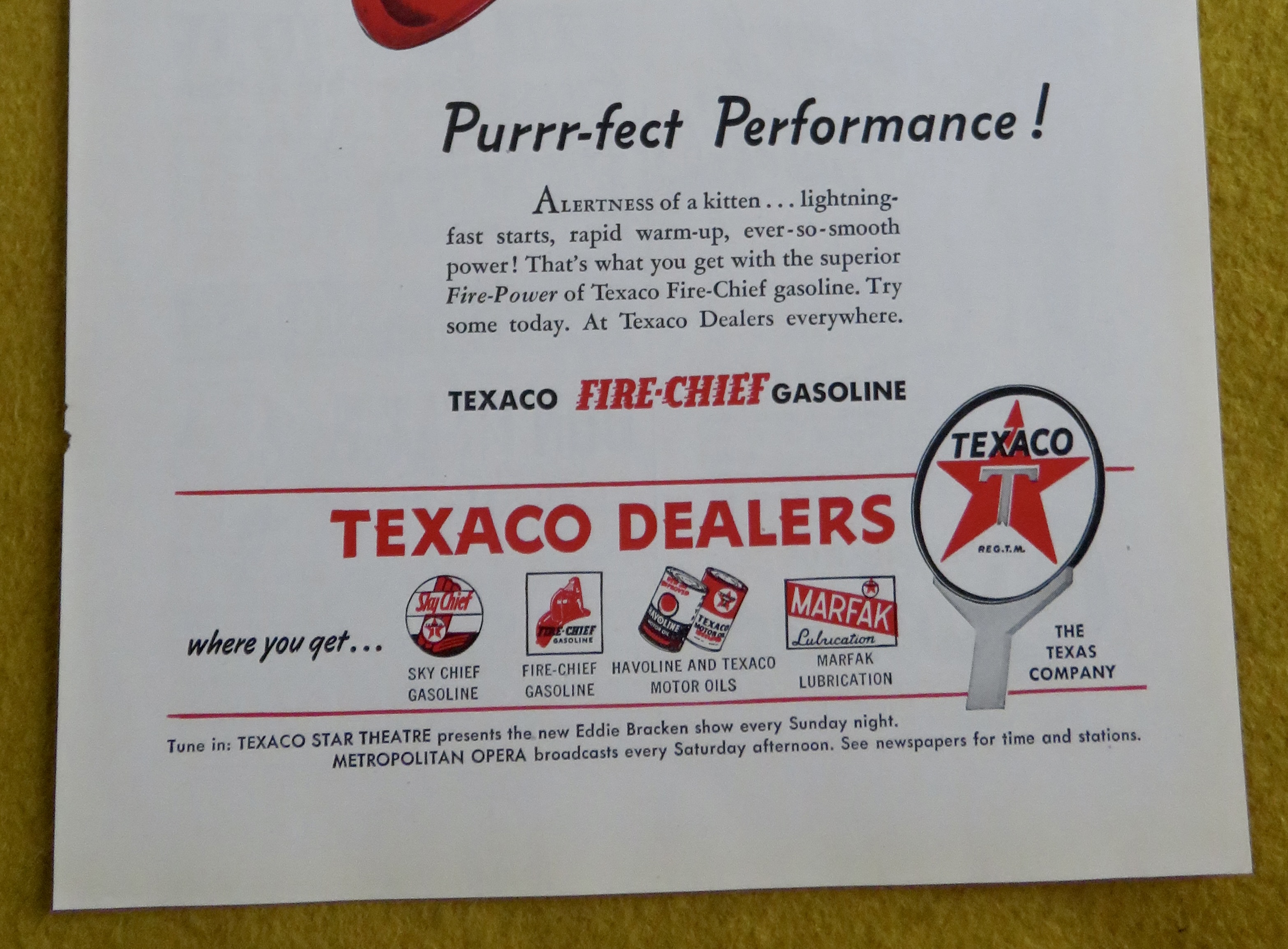 1946 Texaco Dealers with Kitty Cat on Helmet