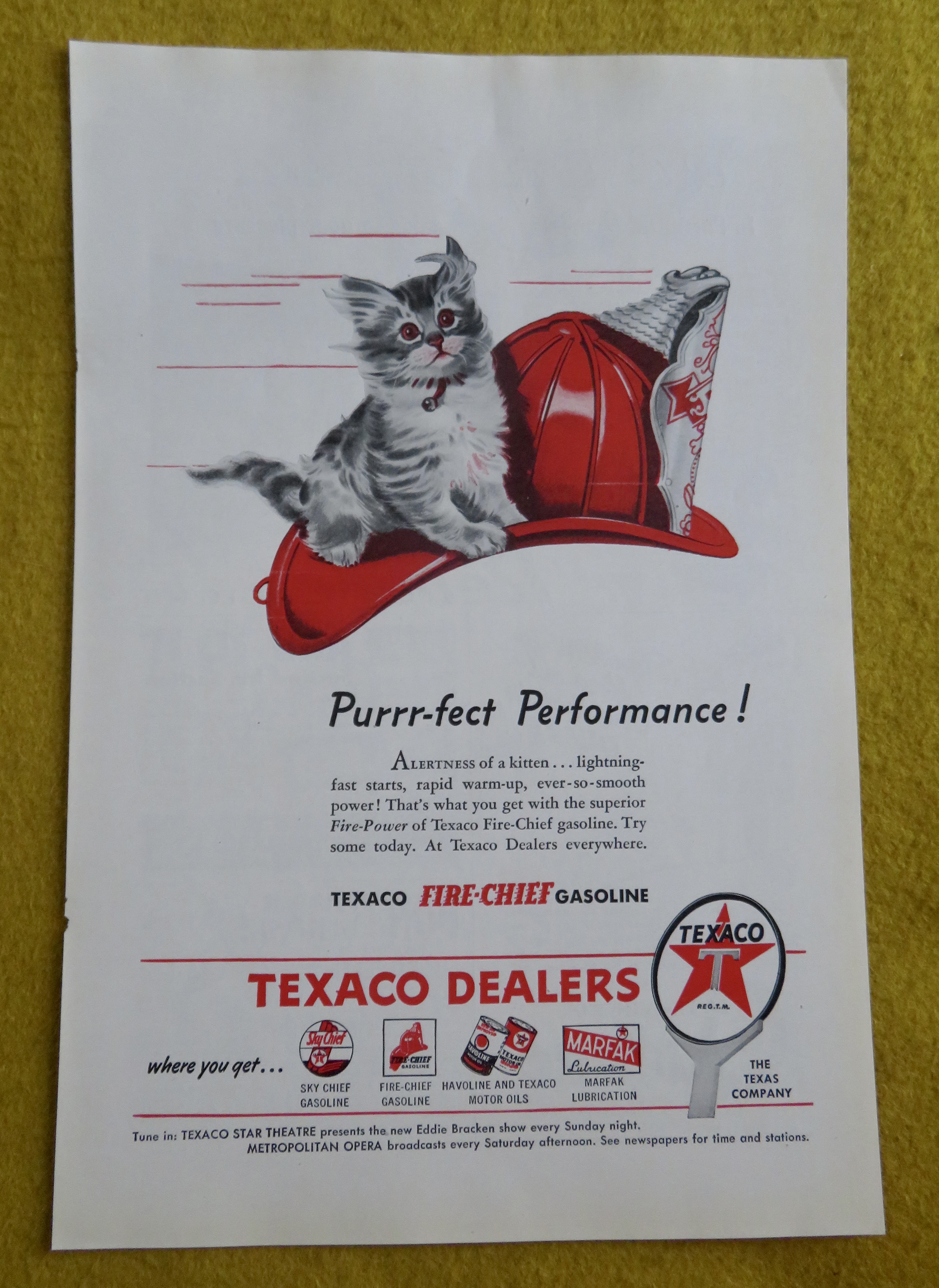 1946 Texaco Dealers with Kitty Cat on Helmet
