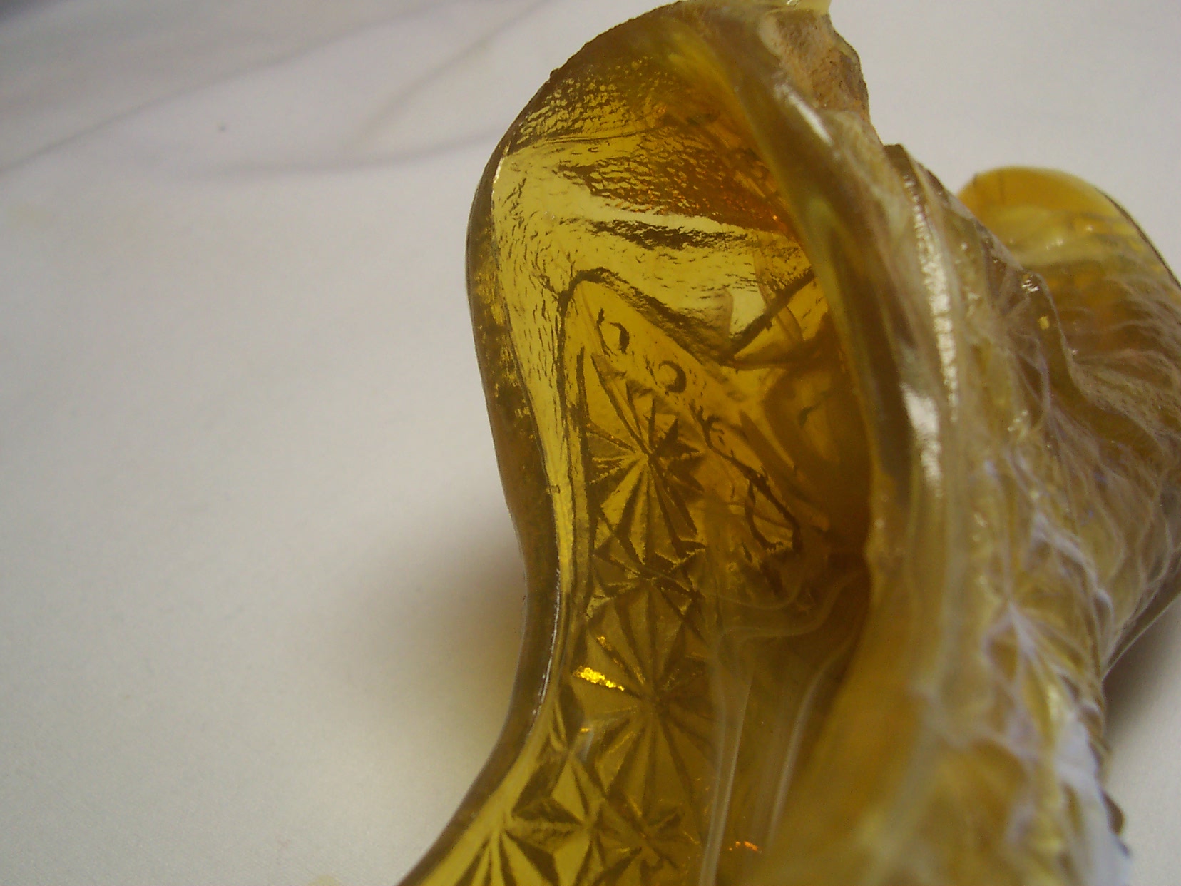 Boyd Crystal Art Glass Shoe Slipper Cat  Amber Slag