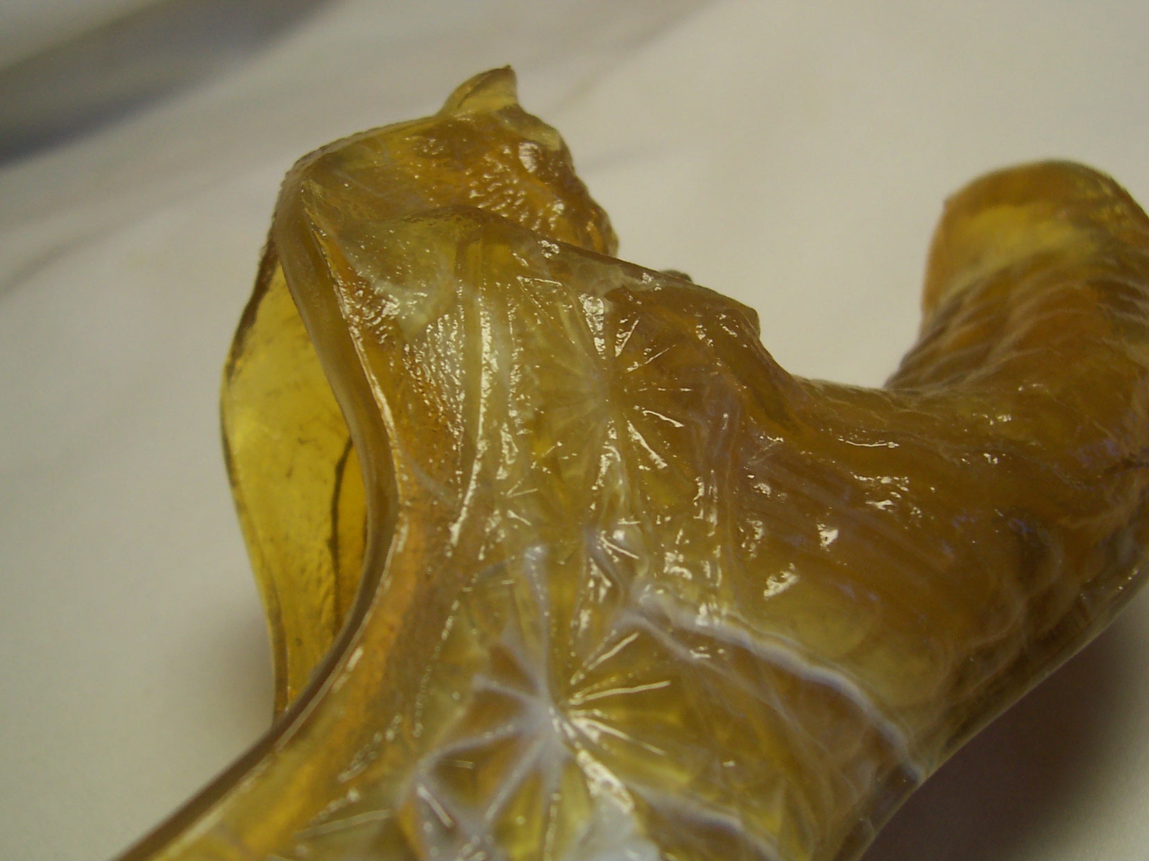 Boyd Crystal Art Glass Shoe Slipper Cat  Amber Slag