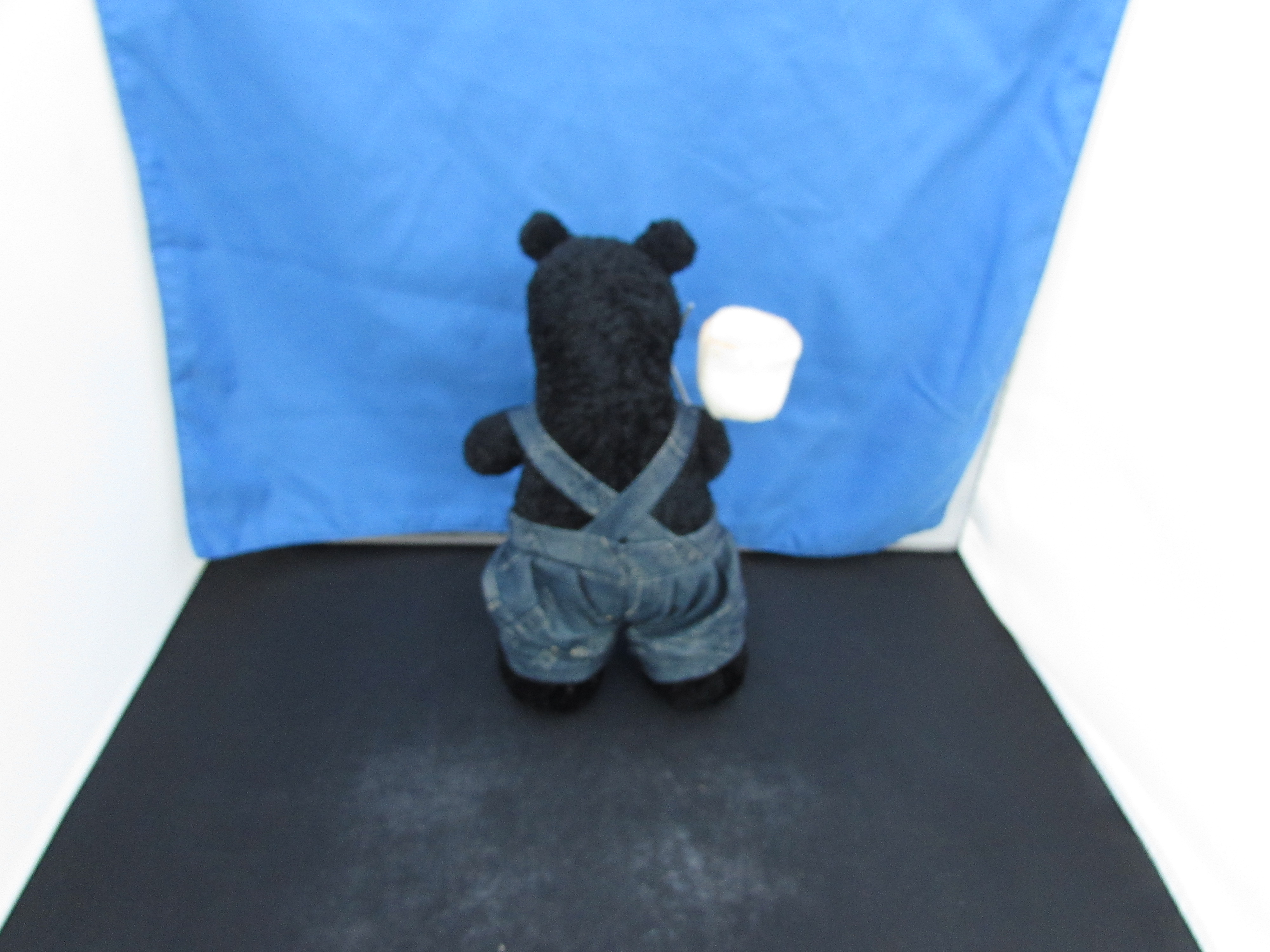 Black Bear with toasted marshmallow on stick plush doll