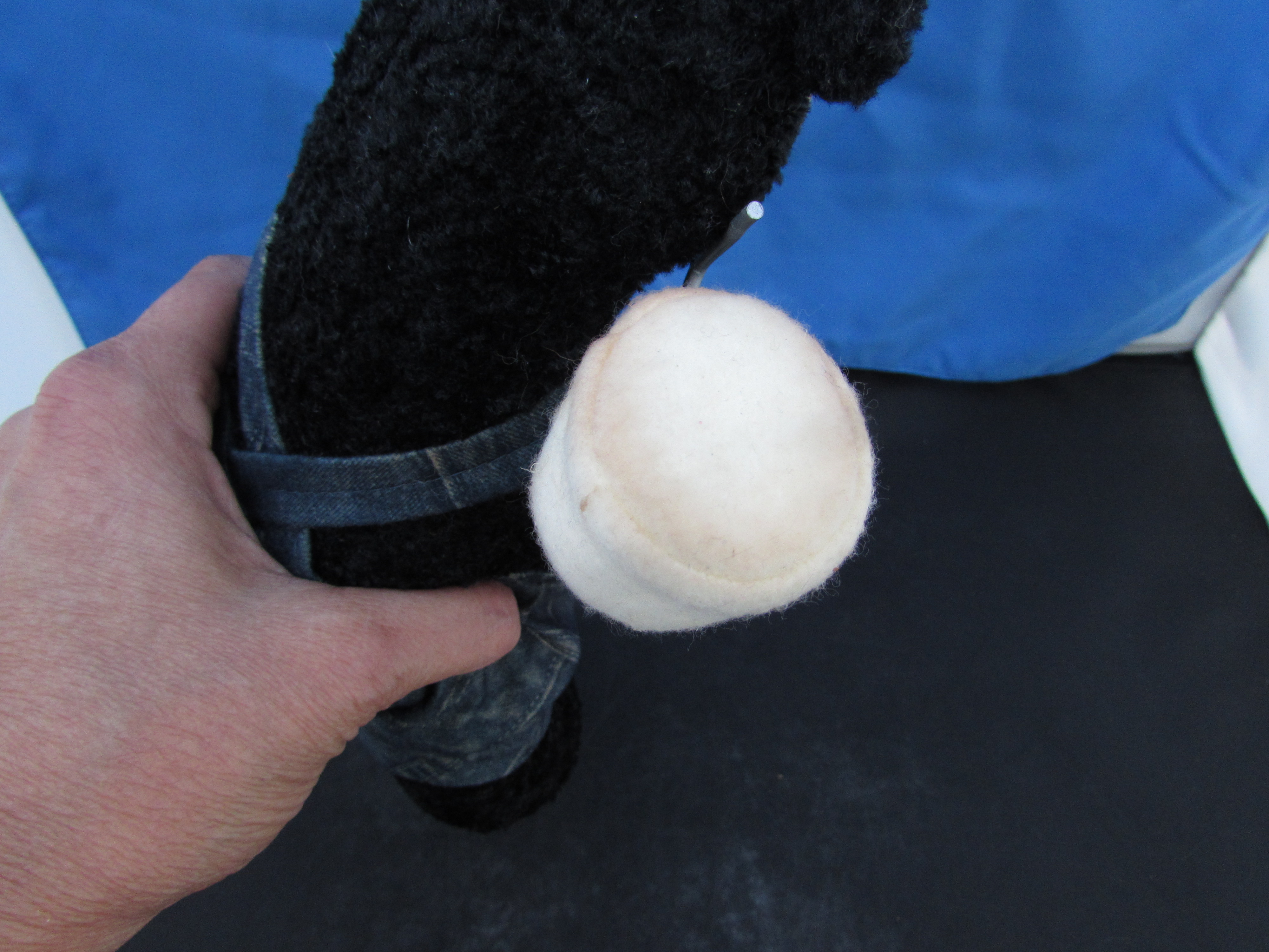 Black Bear with toasted marshmallow on stick plush doll