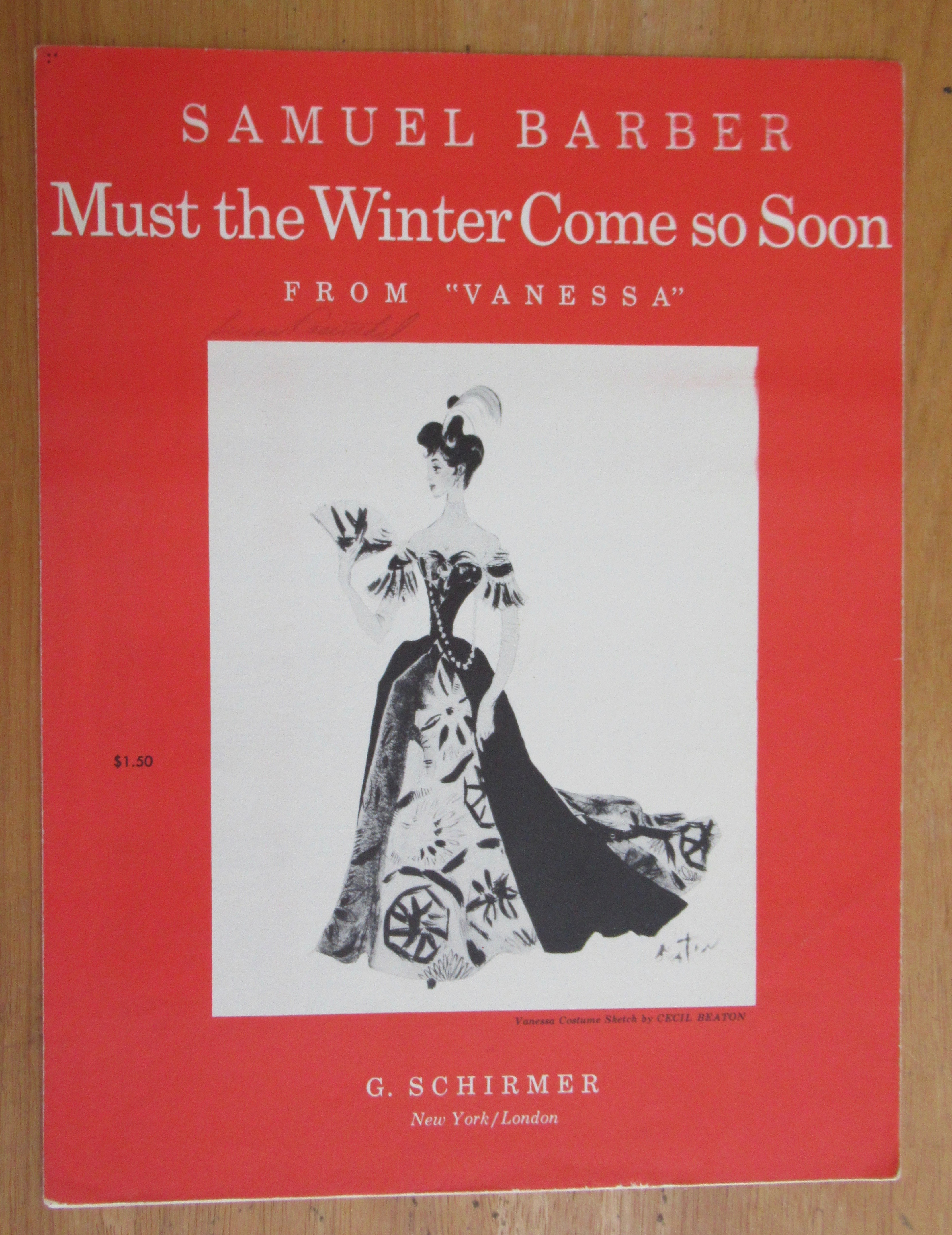1958 Must The Winter Come So Soon Sheet Music