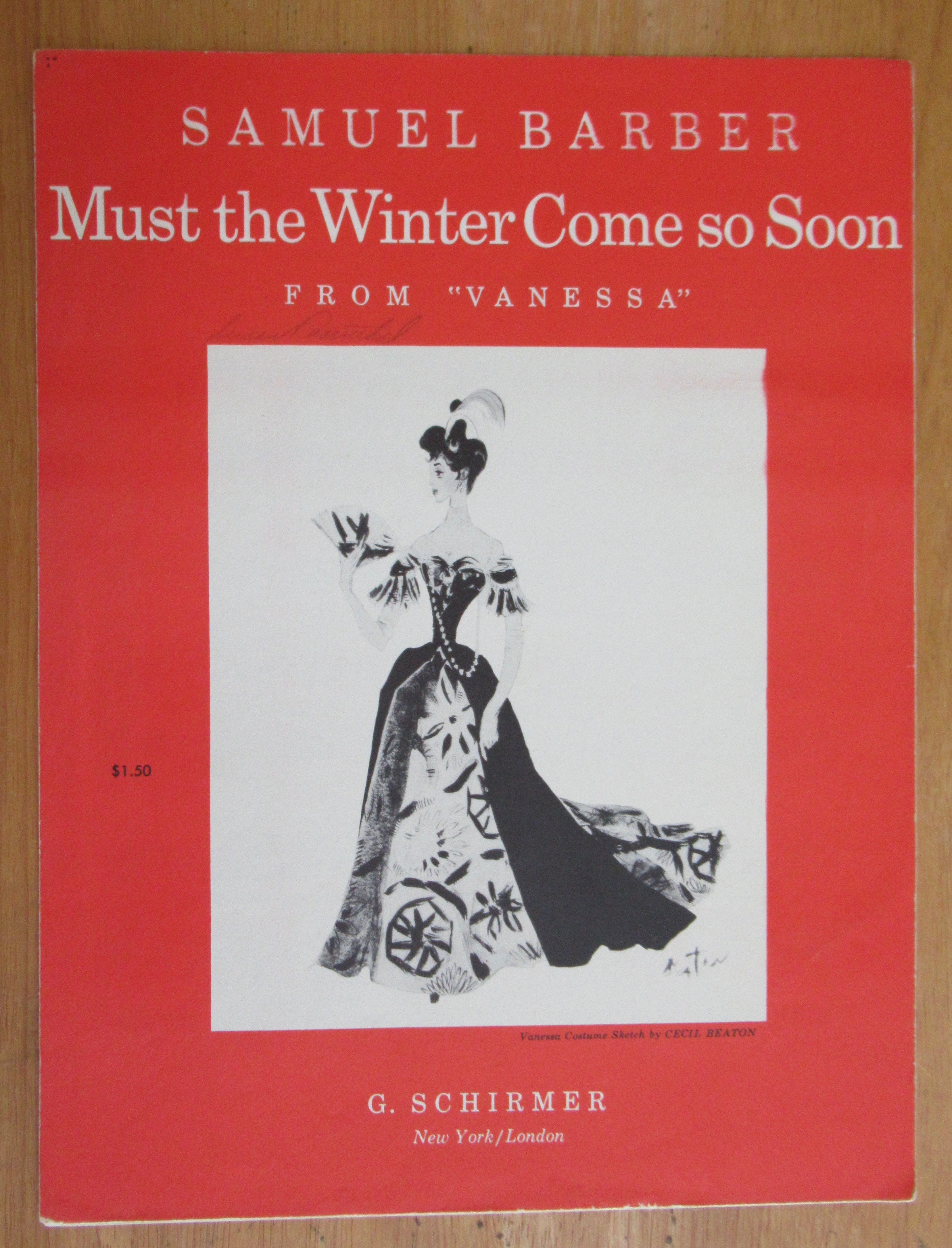 1958 Must The Winter Come So Soon Sheet Music