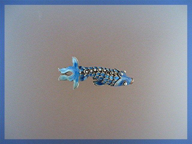 Silver Blue Enamel Articulated Fish Charm