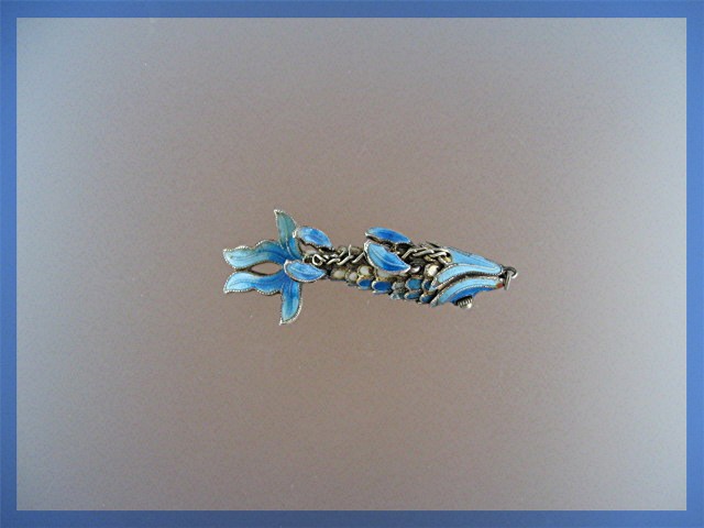 Silver Blue Enamel Articulated Fish Charm
