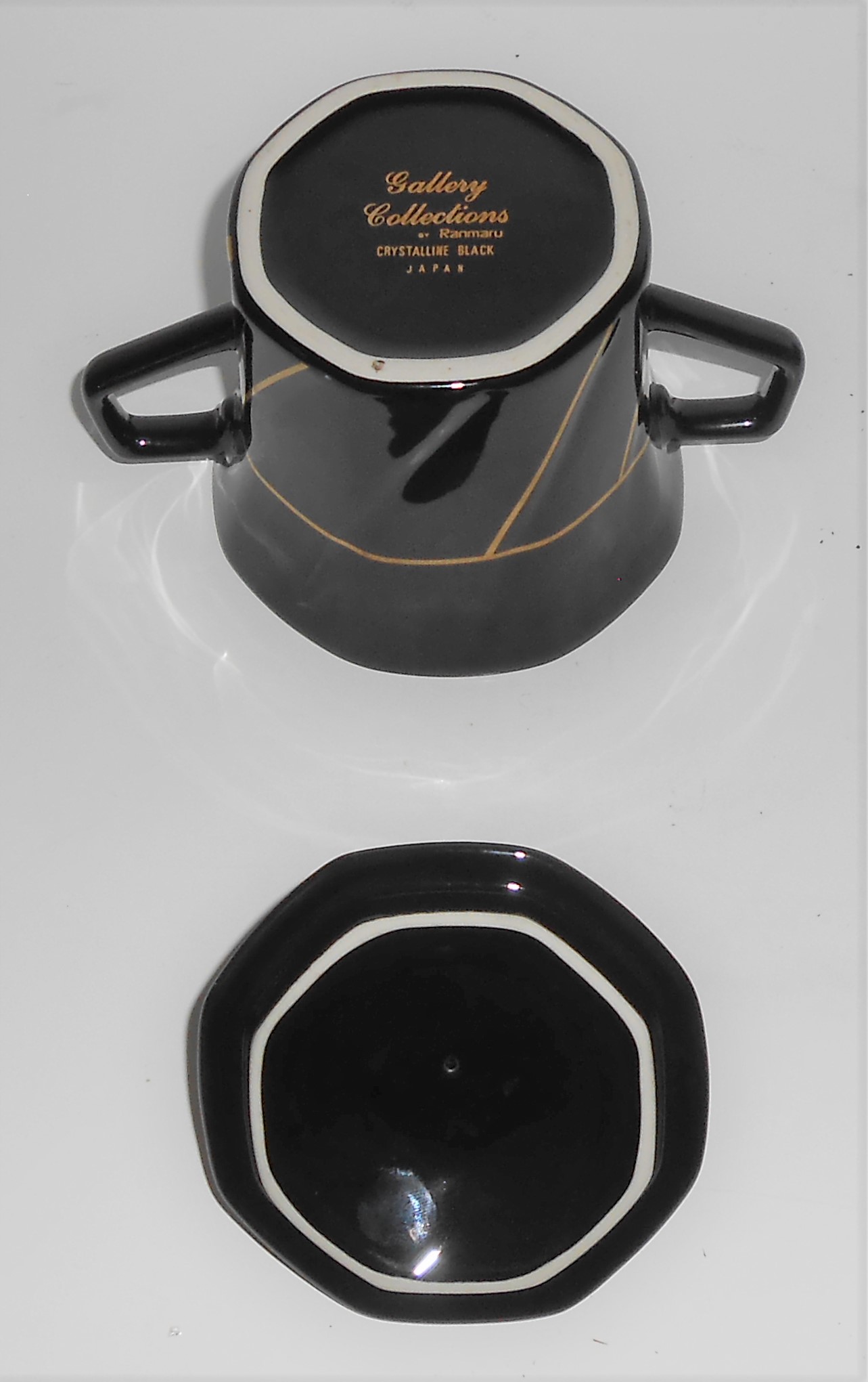 Ranmaru Porcelain China Crystalline Black W/Gold Sugar