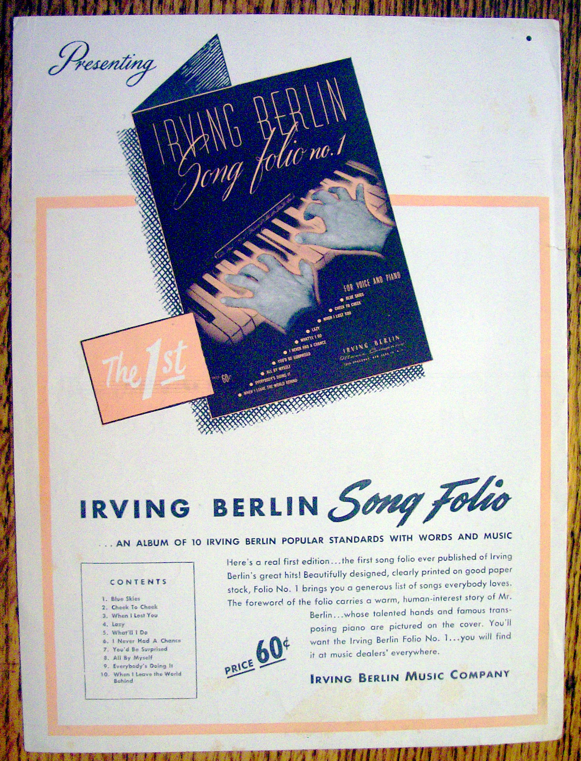 Sheet Music For 1944 Irving Berlin's All Of My Life