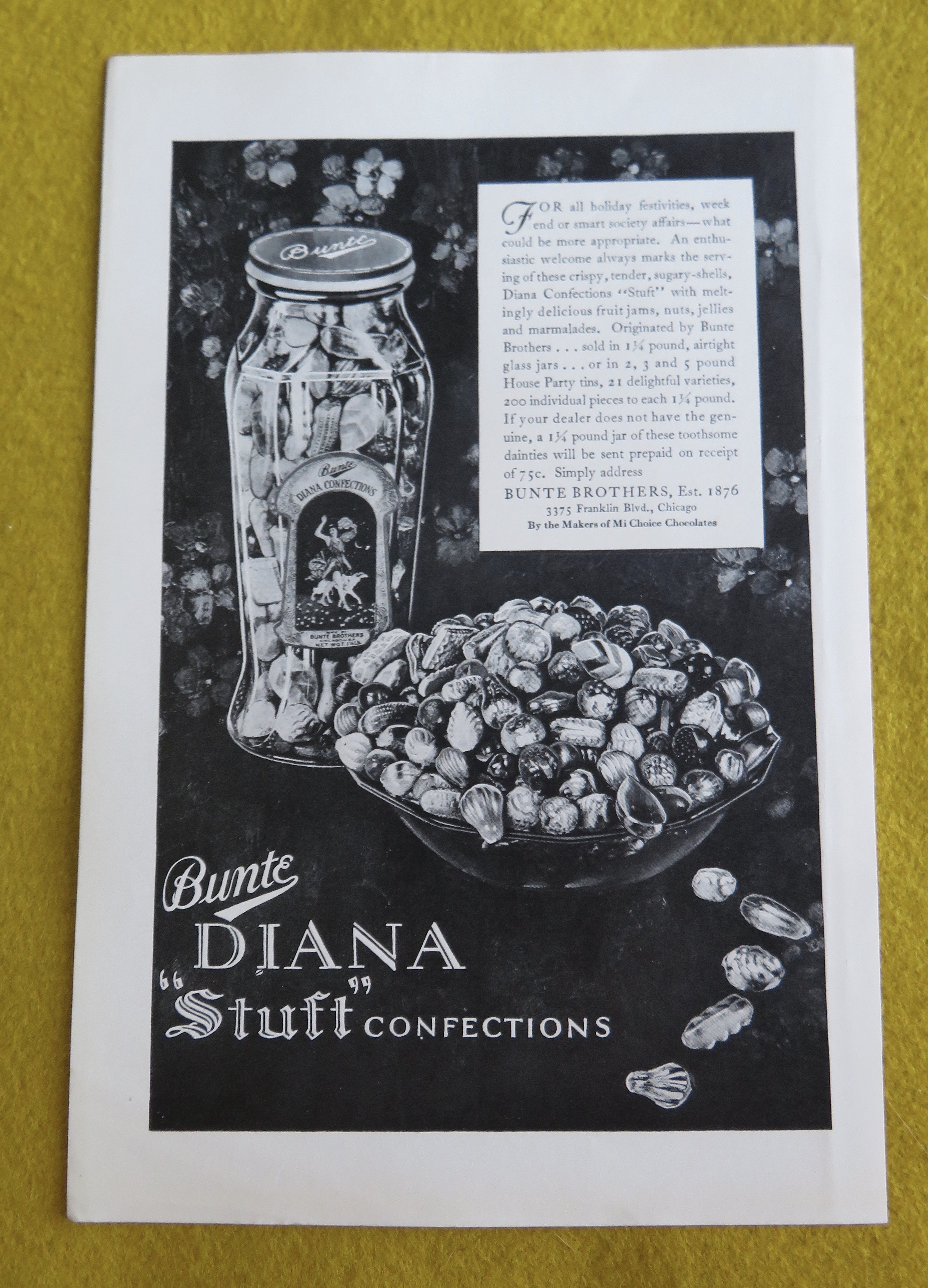 1930 Bunte Diana Stuft Confections with Jar Of Candy