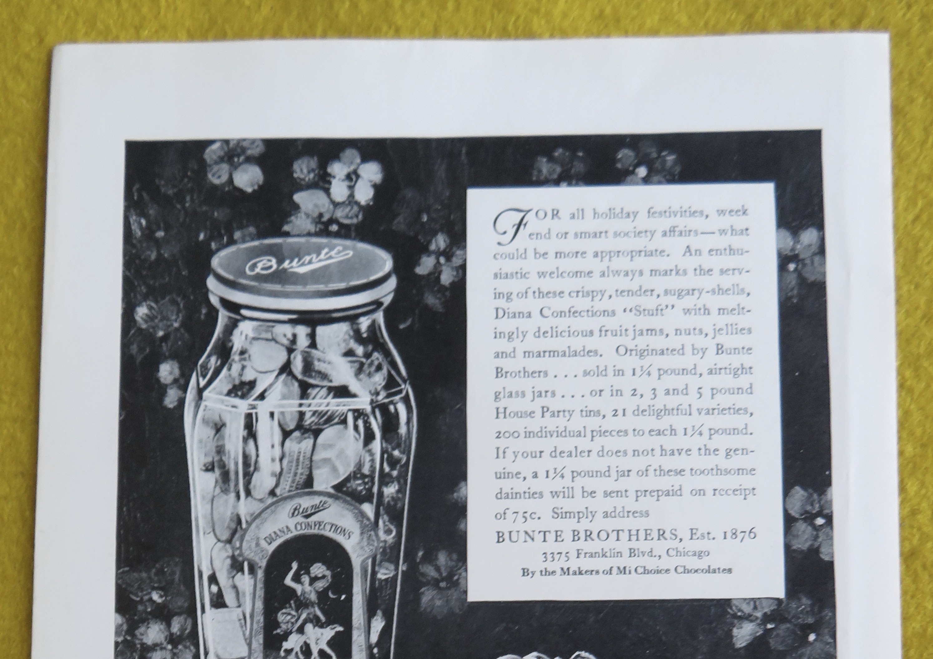 1930 Bunte Diana Stuft Confections with Jar Of Candy