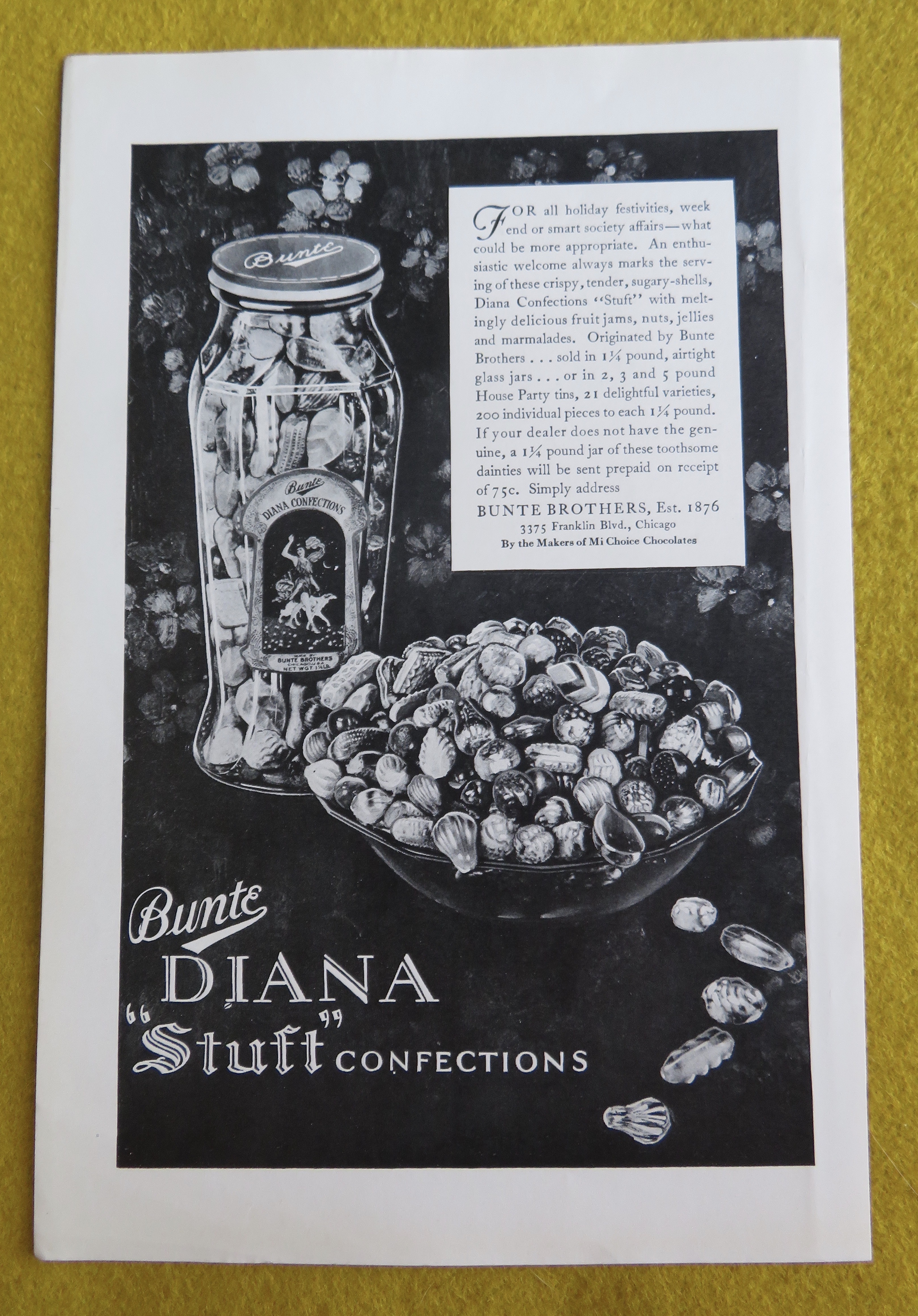 1930 Bunte Diana Stuft Confections with Jar Of Candy