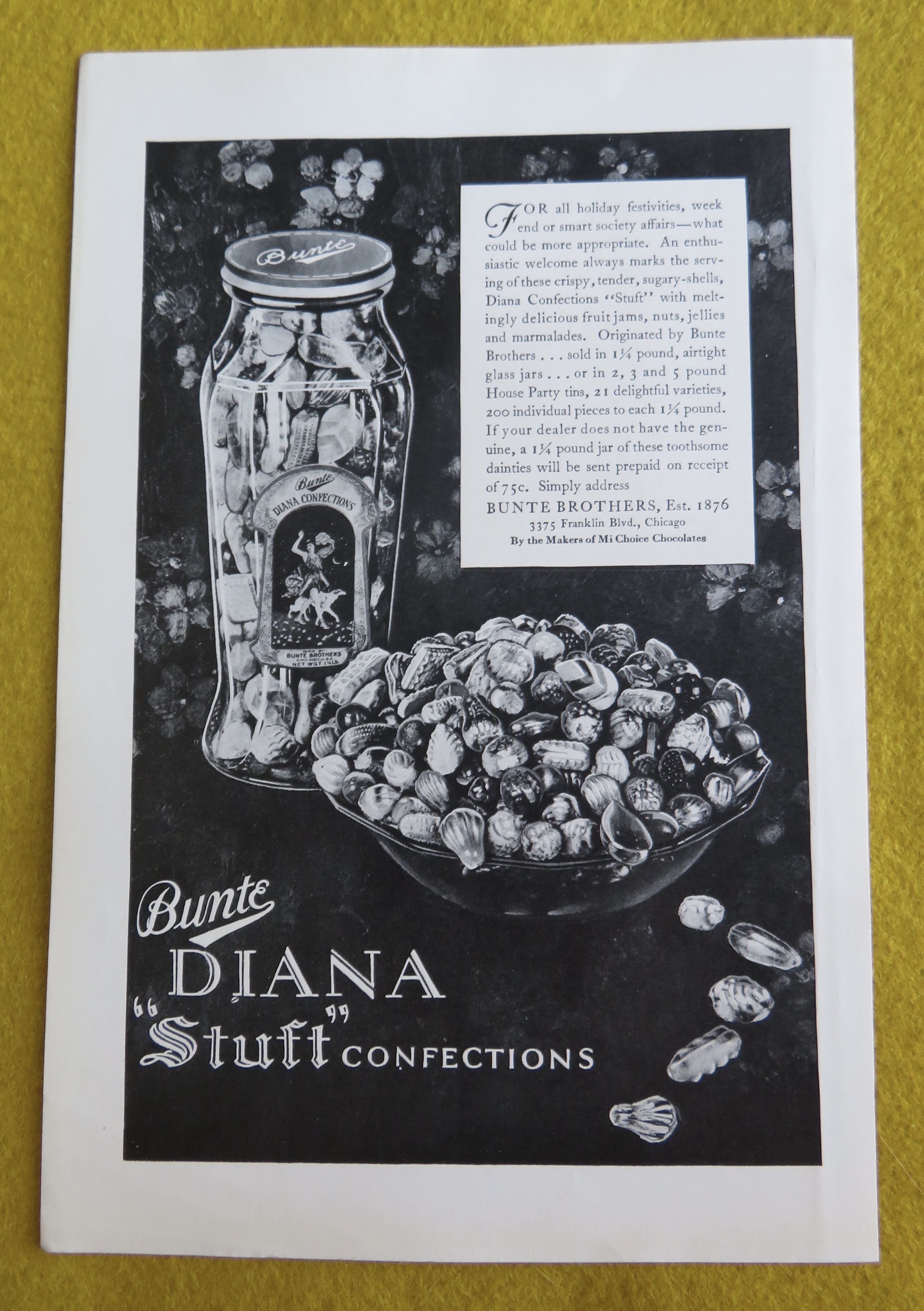 1930 Bunte Diana Stuft Confections with Jar Of Candy