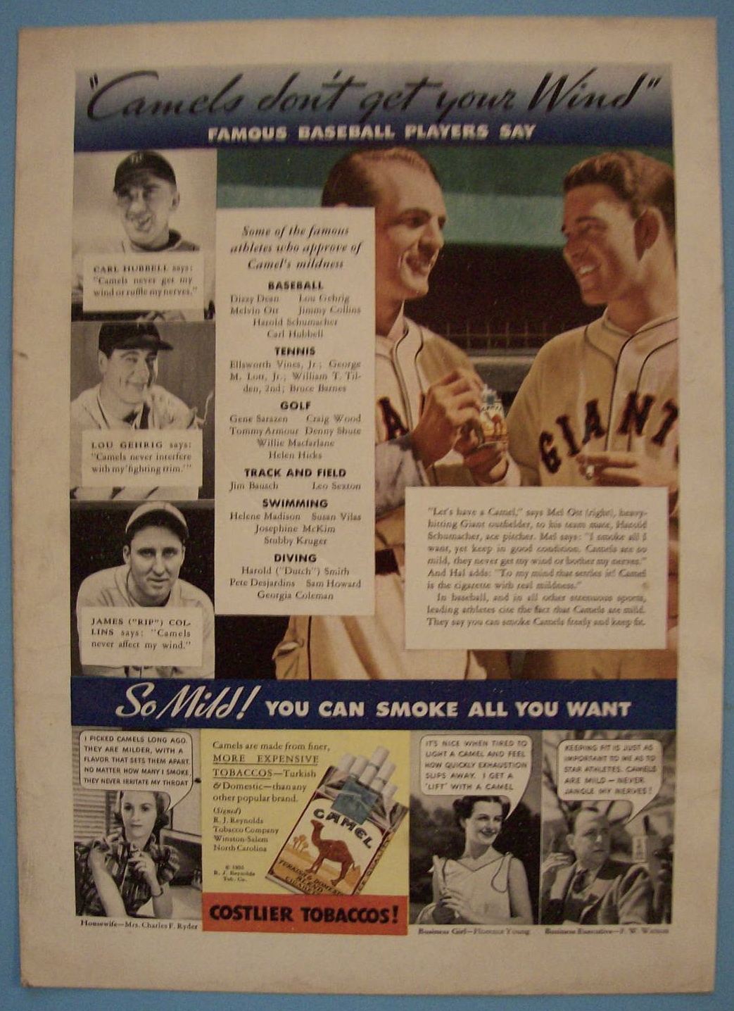 1935 Camel Cigarettes w/ Lou Gehrig