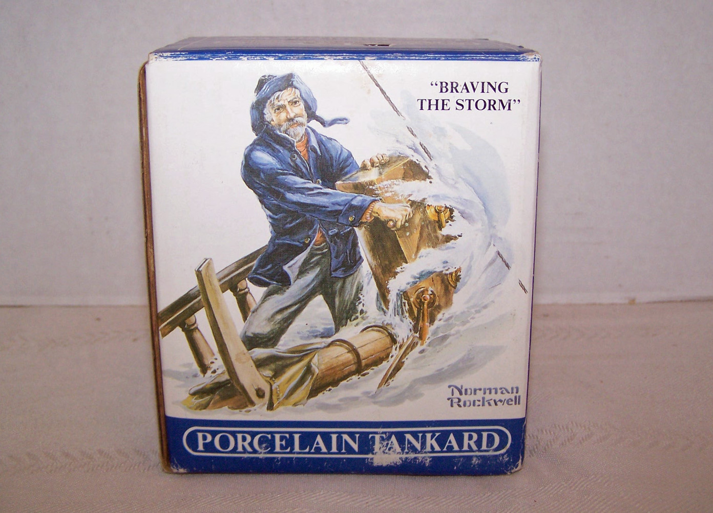 Norman Rockwell Tankard, Braving the Storm, 1985, Box