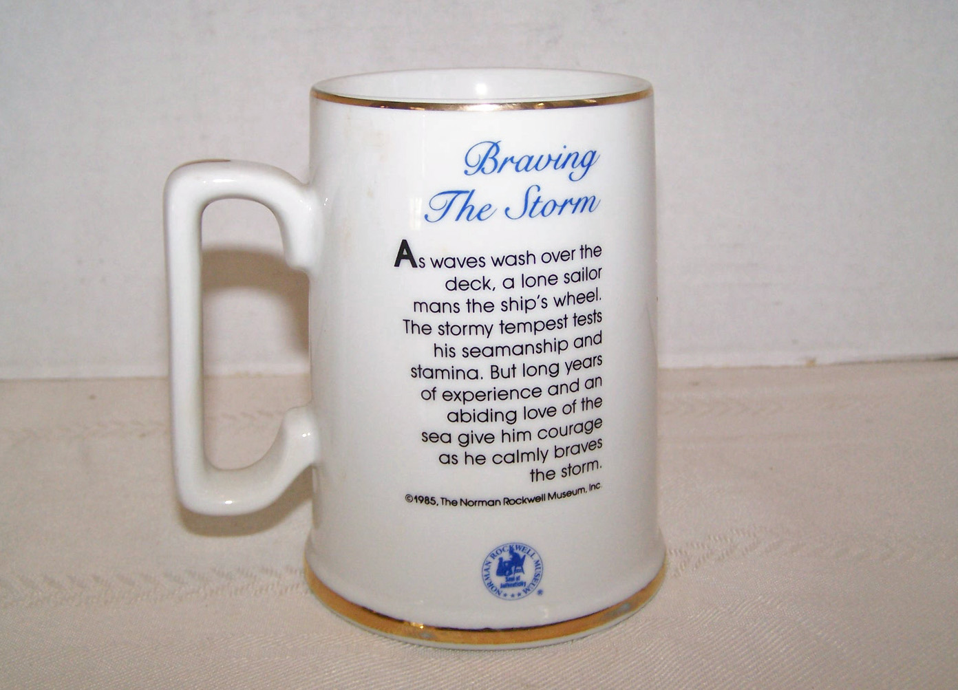 Norman Rockwell Tankard, Braving the Storm, 1985, Box