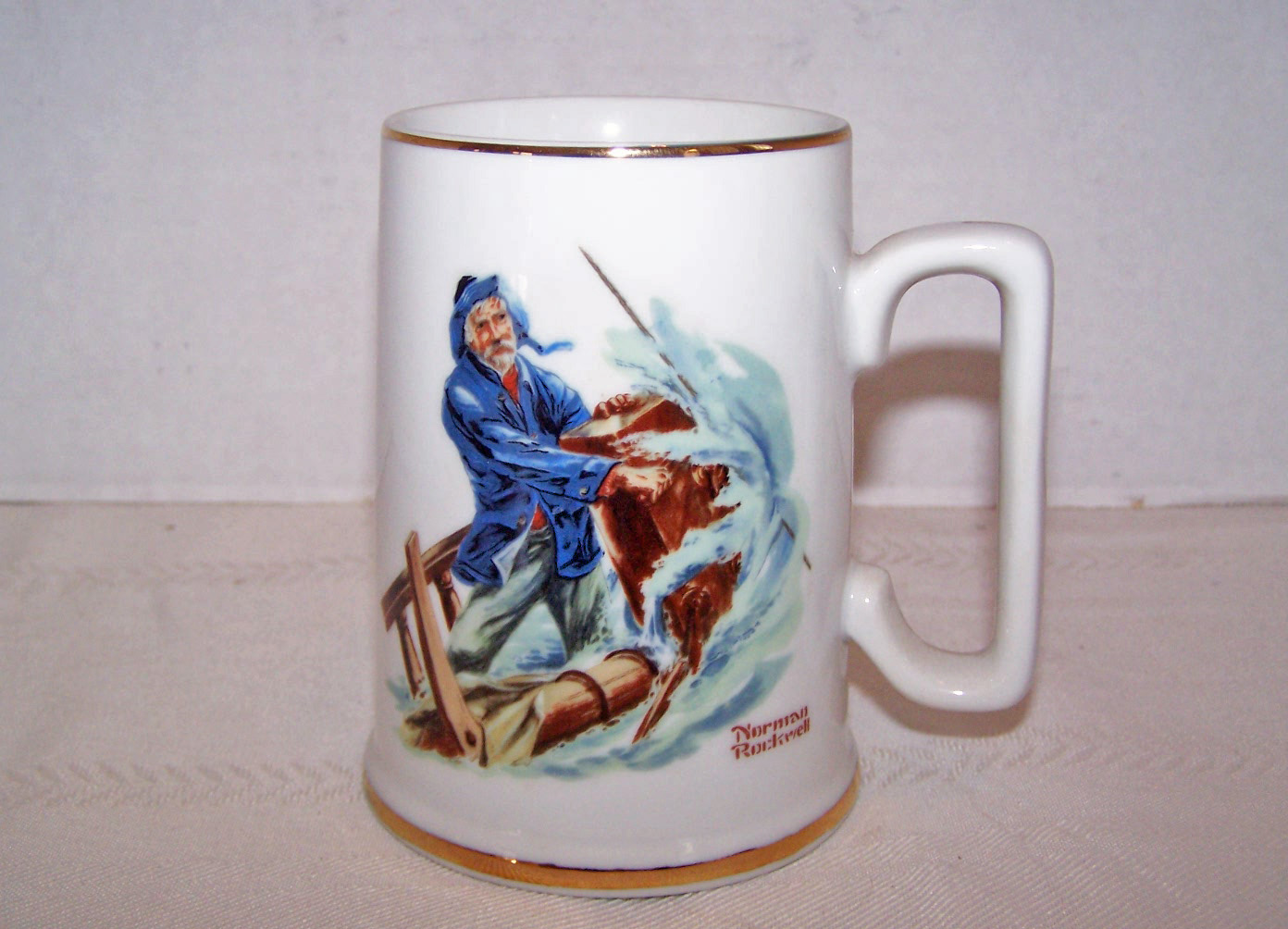 Norman Rockwell Tankard, Braving the Storm, 1985, Box