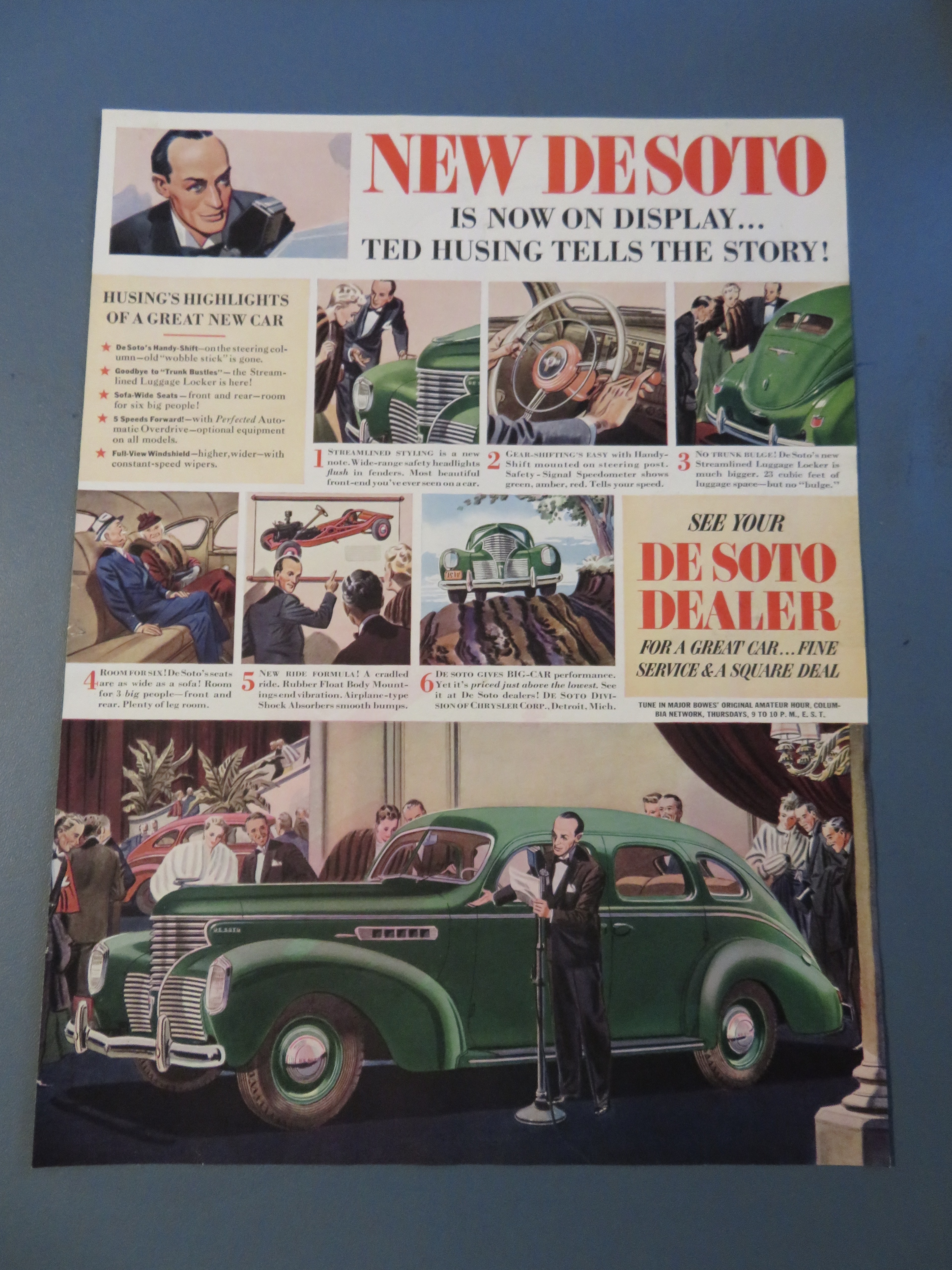 1938 New De Soto with Ted Husing