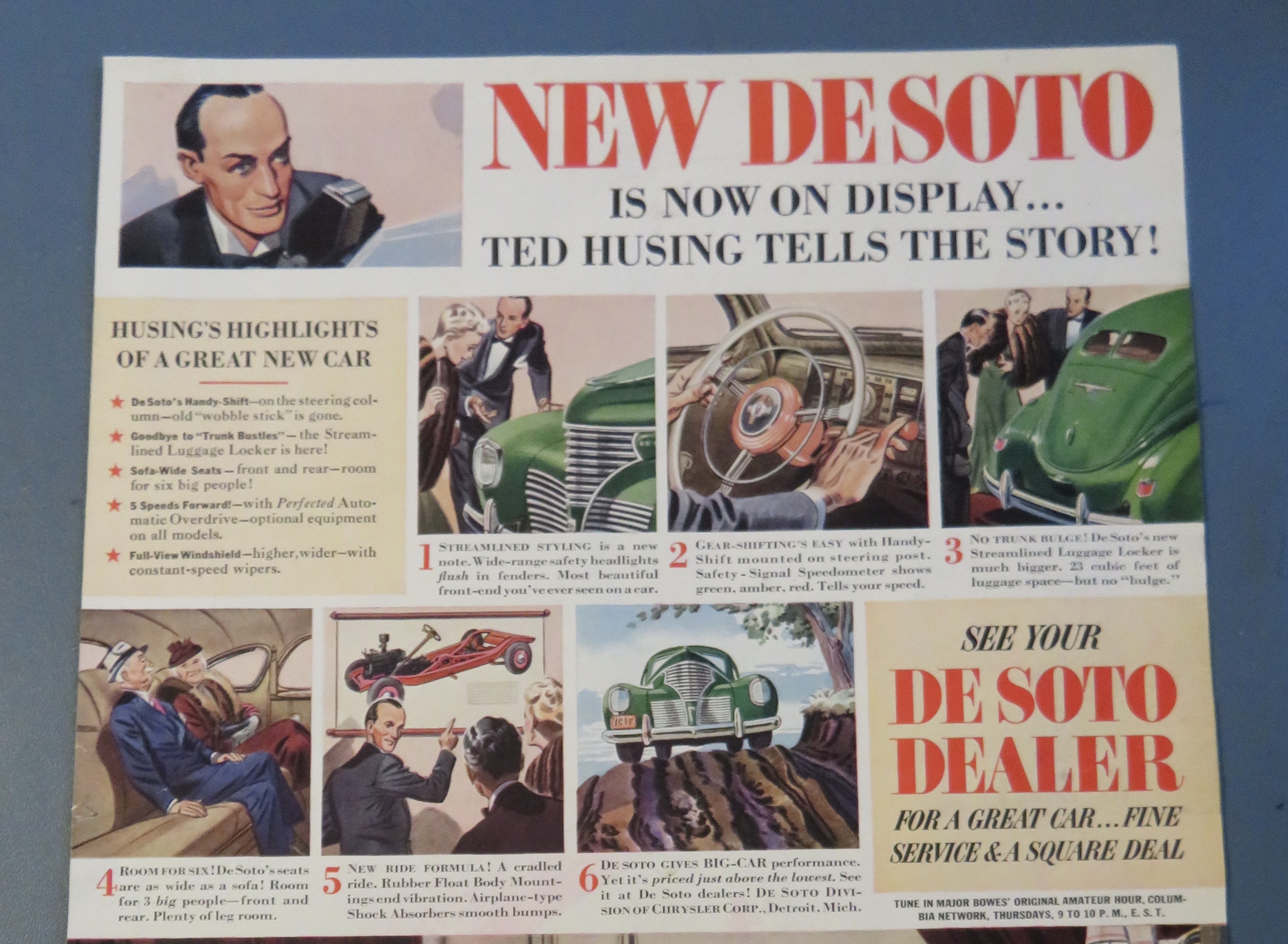 1938 New De Soto with Ted Husing