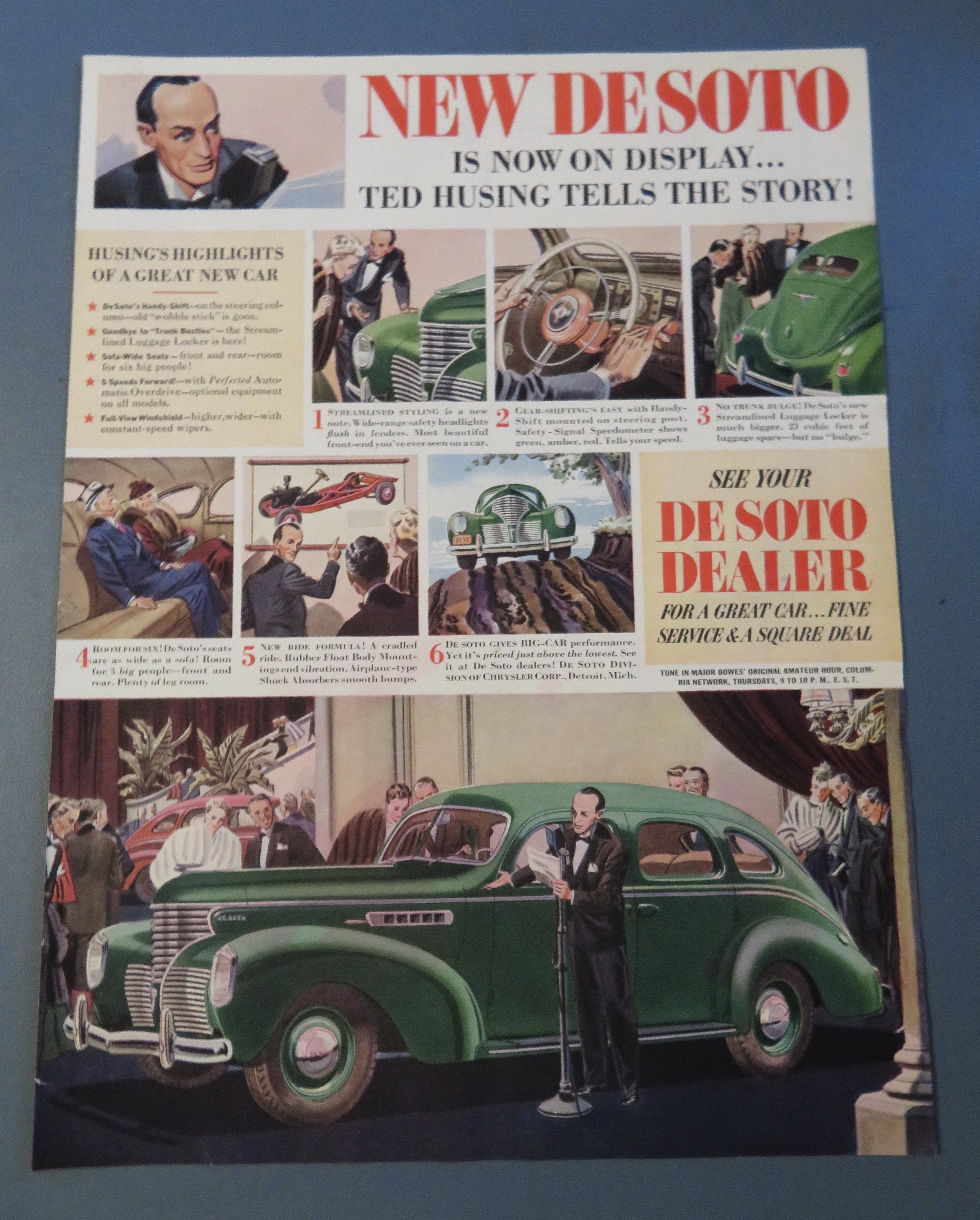 1938 New De Soto with Ted Husing
