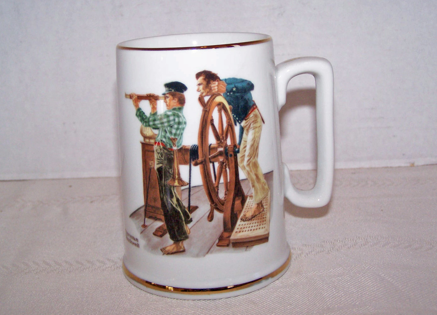 Norman Rockwell Tankard, River Pilot, 1985, Original Bo