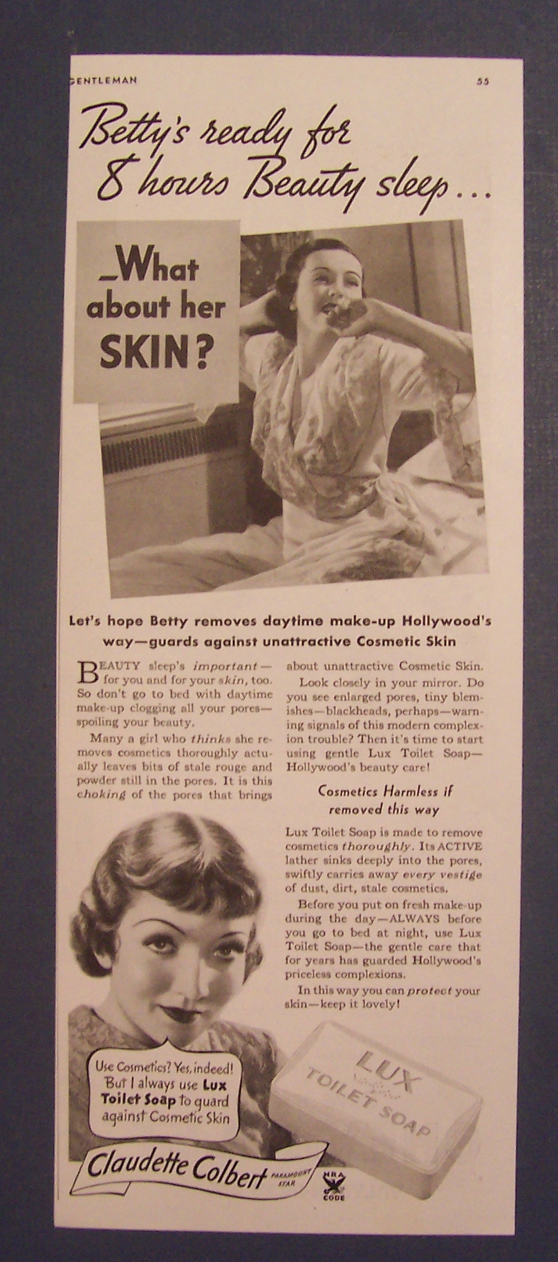1934 Lux Toilet Soap w/Paramount Star Claudette Colbert