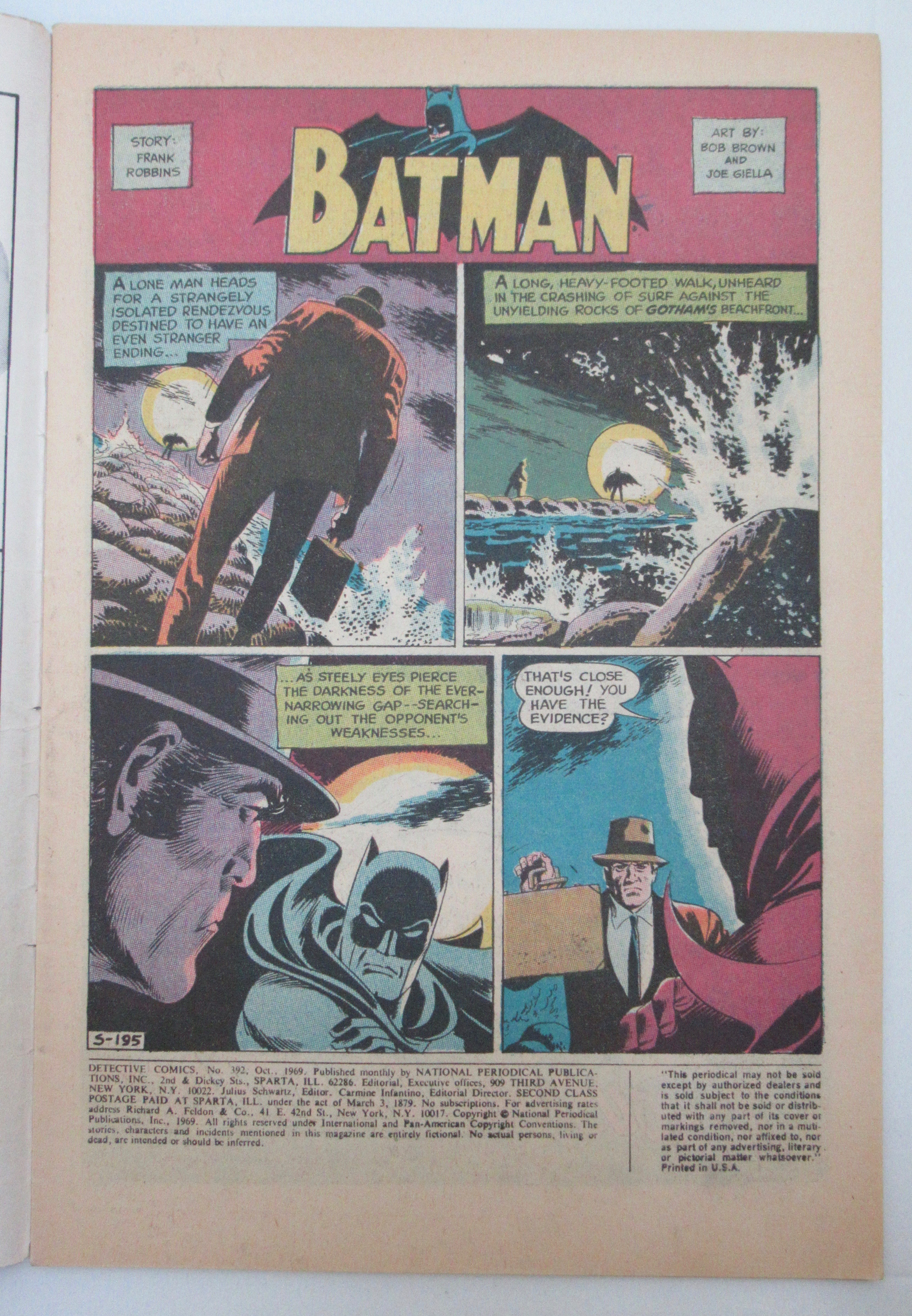 Detective Comics Batman & Batgirl Oct 1969 # 392