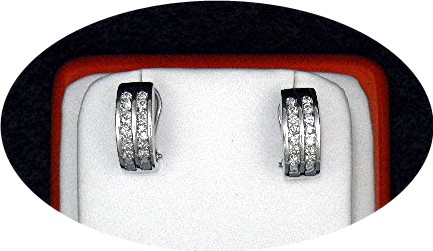 14K White Gold Diamond Omega Clip Post Earrings