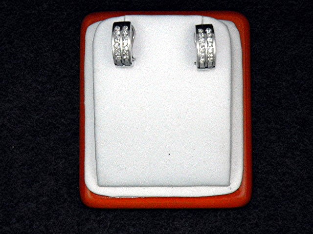 14K White Gold Diamond Omega Clip Post Earrings