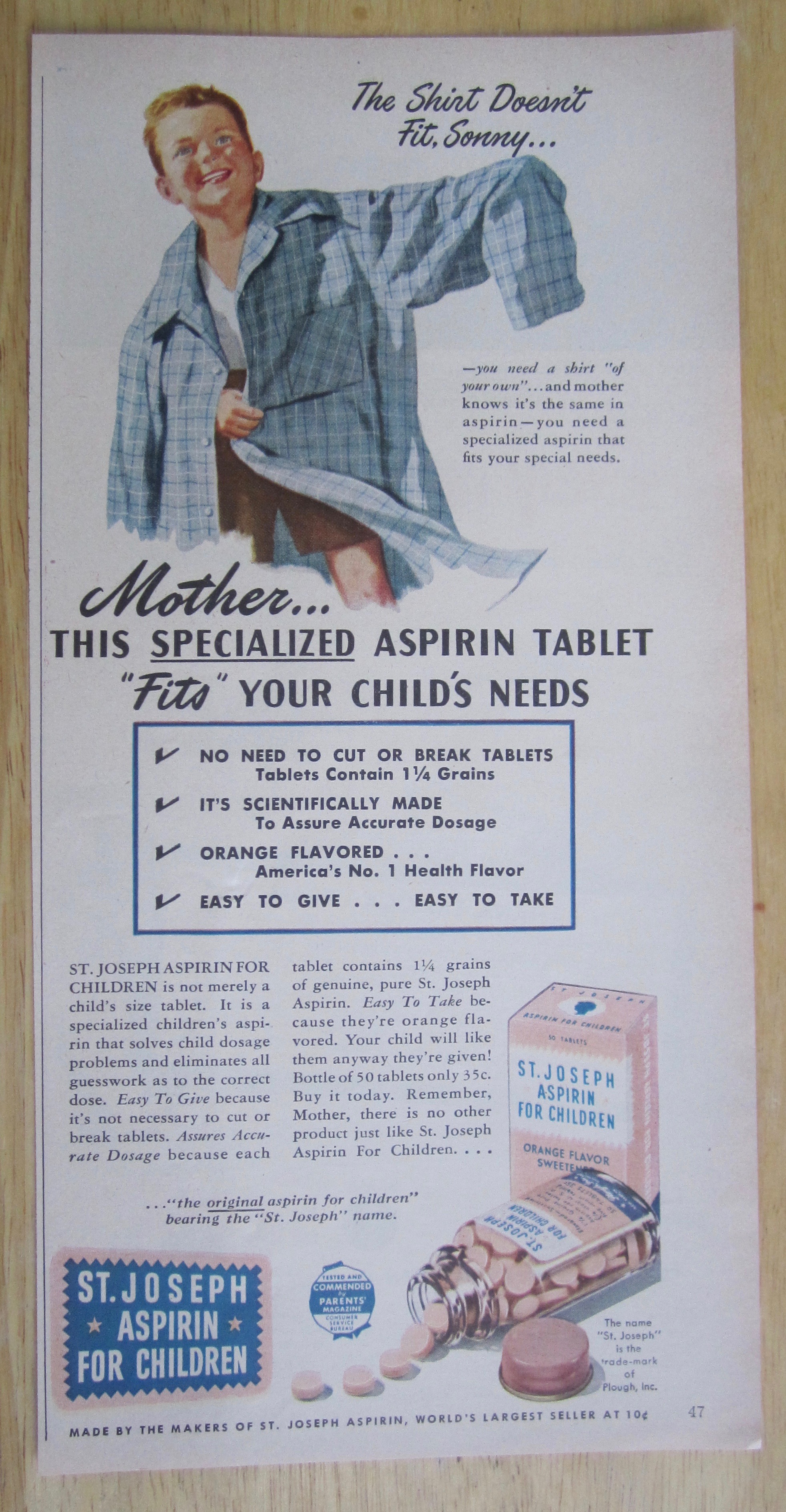 1950 St Joseph Aspirin For Children with Little Boy