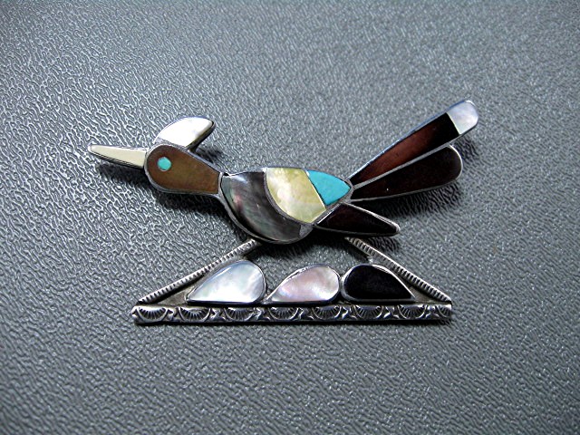 Blake Lesansee Sterling Silver Tortoise Roadrunner Pin