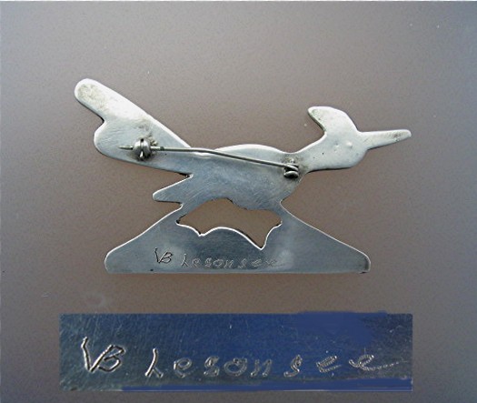 Blake Lesansee Sterling Silver Tortoise Roadrunner Pin