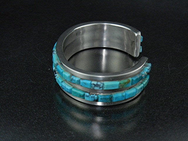 Native American Sterling Silver Coral Turquoise Cuff