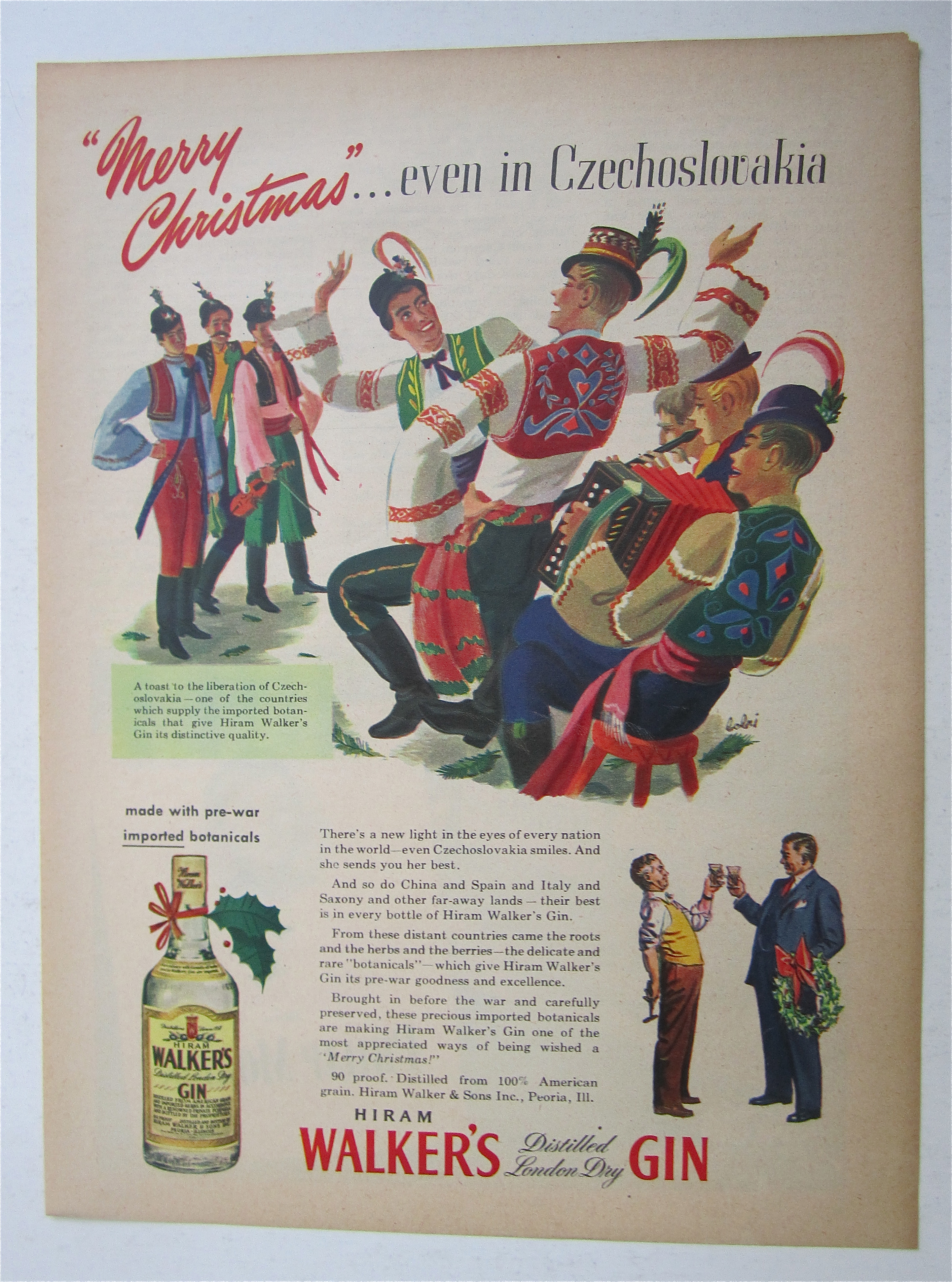 1945 Walker's Gin with Toast In Czechoslovakia