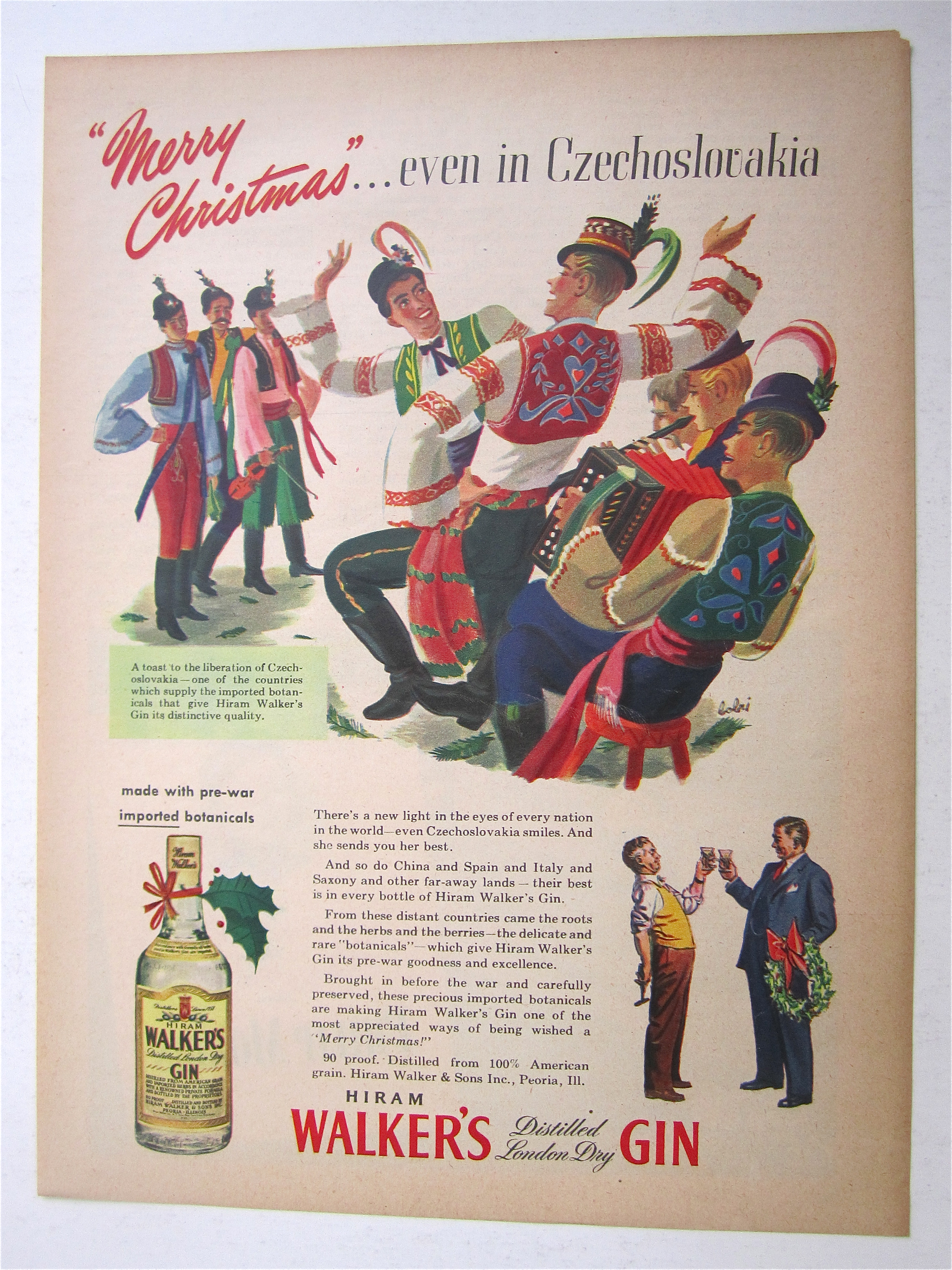 1945 Walker's Gin with Toast In Czechoslovakia