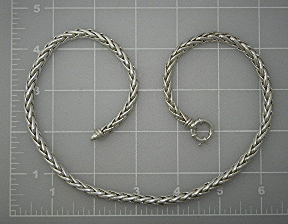 Italian Sterling Silver Wheat Necklace ITALY
