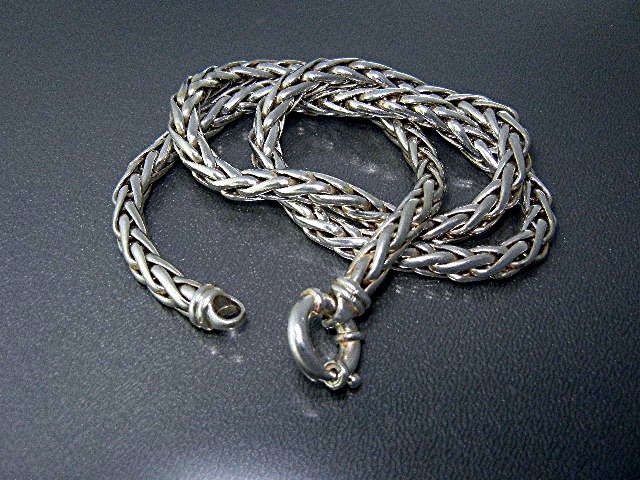 Italian Sterling Silver Wheat Necklace ITALY