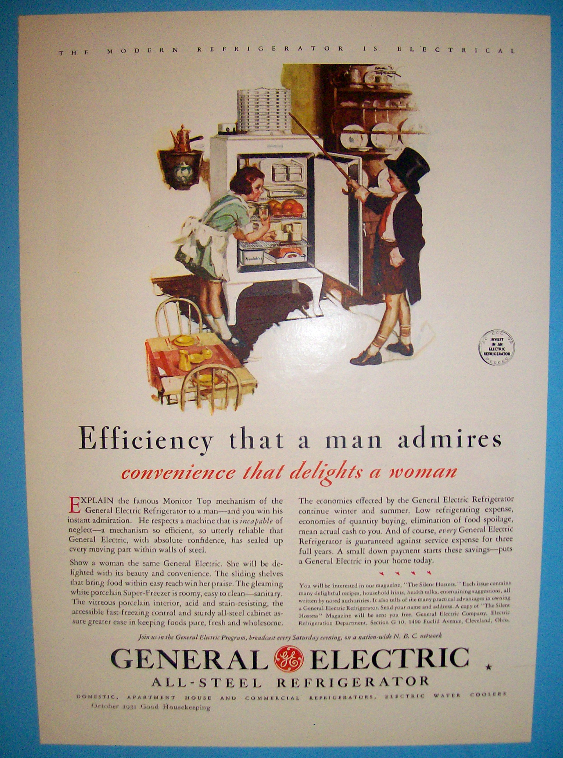 1931 General Electric Refrigerator w/ 2 Children