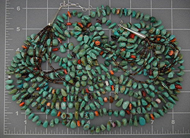 Native American Kingman Turquoise Spiny Oyster Necklace