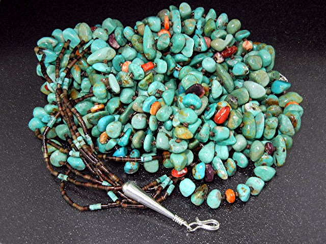 Native American Kingman Turquoise Spiny Oyster Necklace