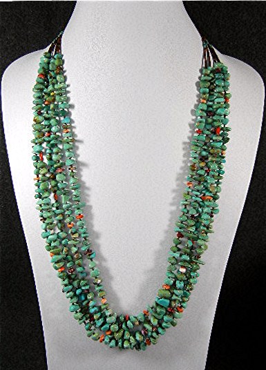 Native American Kingman Turquoise Spiny Oyster Necklace