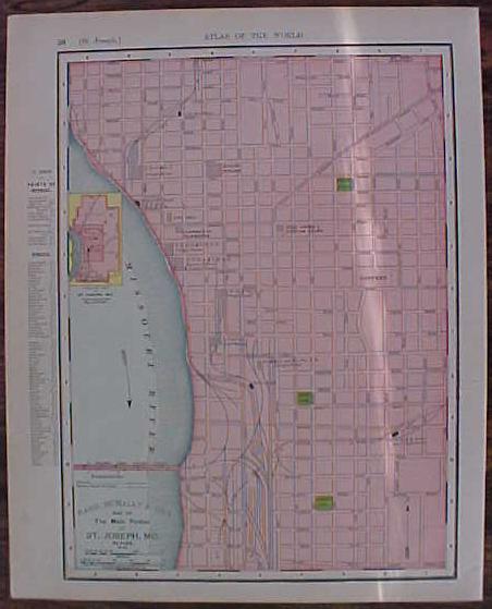 Map St. Louis & St. Joseph MO 1907 Rand McNally