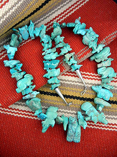 Fetish  Hand Carved Turquoise Stacey Turpen Necklace