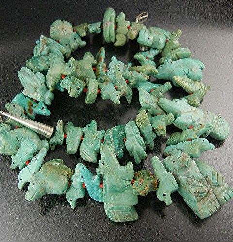 Fetish  Hand Carved Turquoise Stacey Turpen Necklace