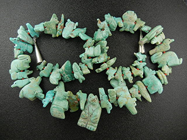 Fetish  Hand Carved Turquoise Stacey Turpen Necklace