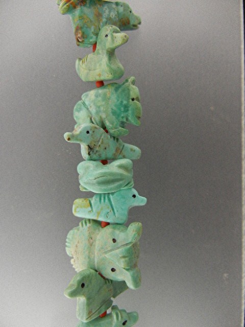 Fetish  Hand Carved Turquoise Stacey Turpen Necklace