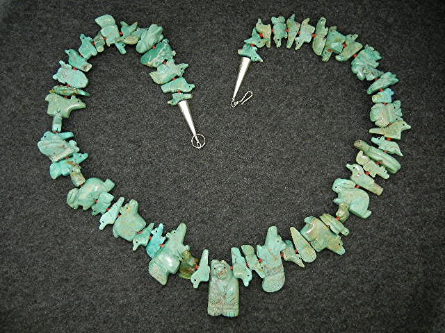 Fetish  Hand Carved Turquoise Stacey Turpen Necklace