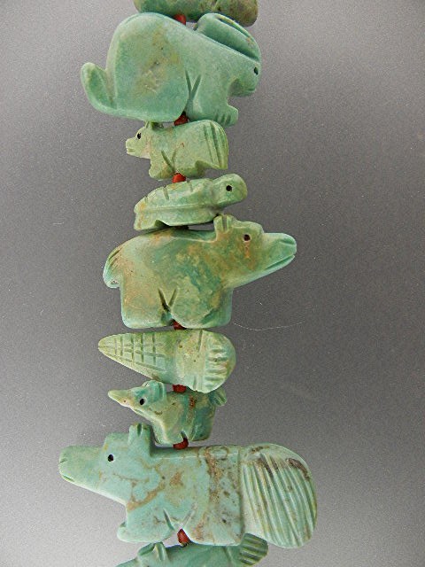 Fetish  Hand Carved Turquoise Stacey Turpen Necklace