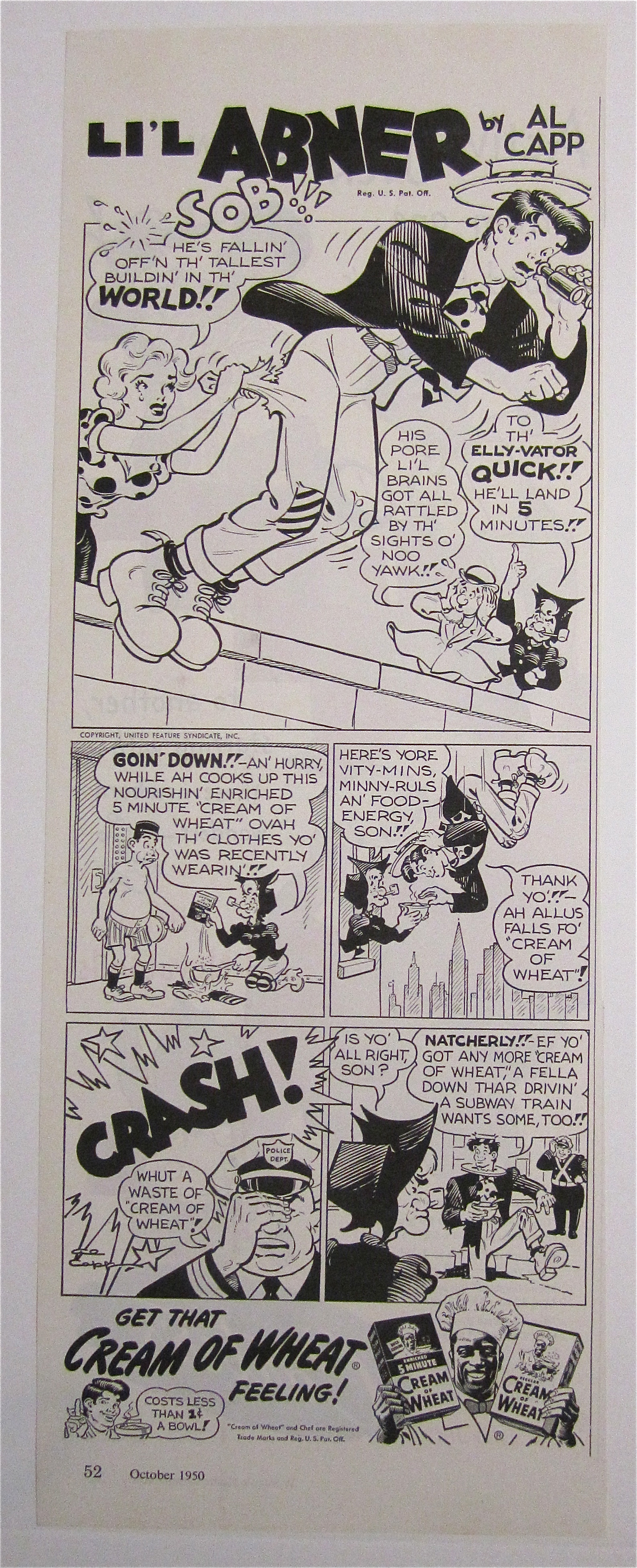 1950 Cream Of Wheat Cereal with Little Abner by Al Capp