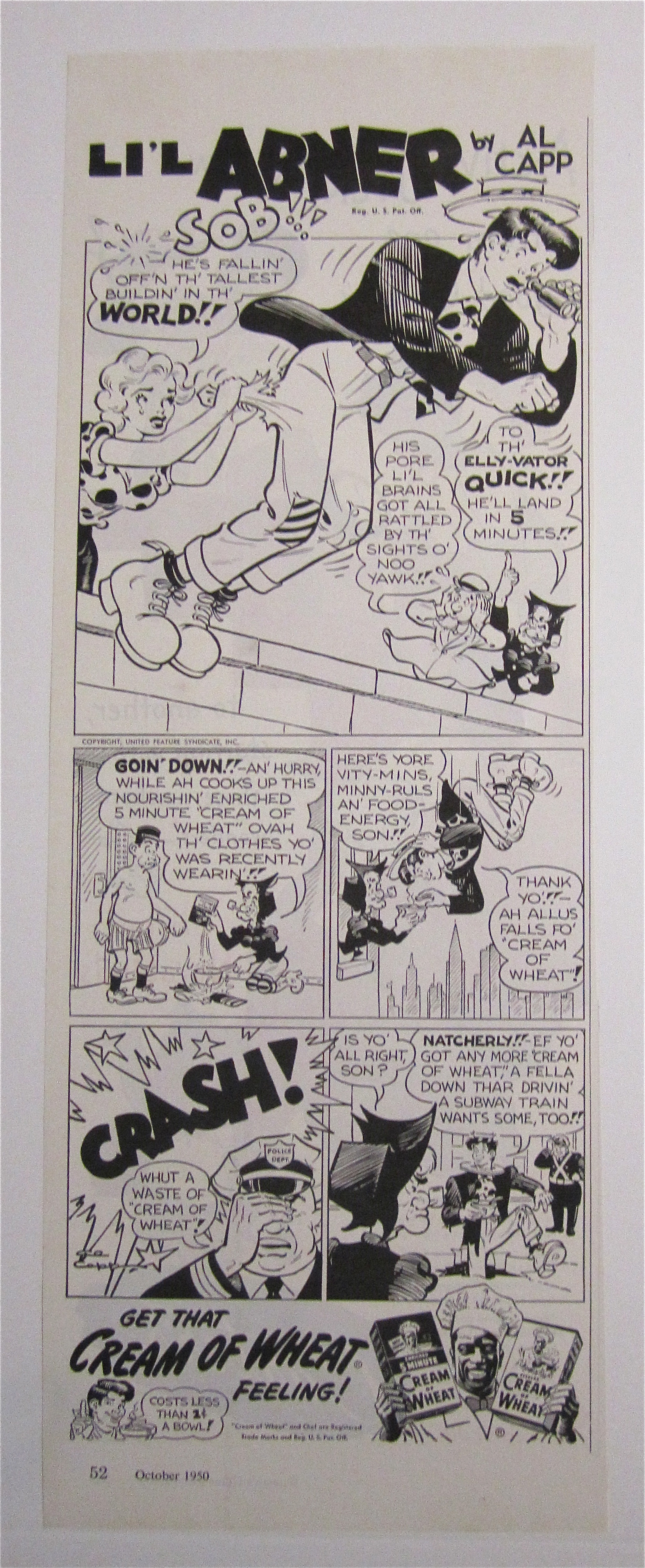 1950 Cream Of Wheat Cereal with Little Abner by Al Capp